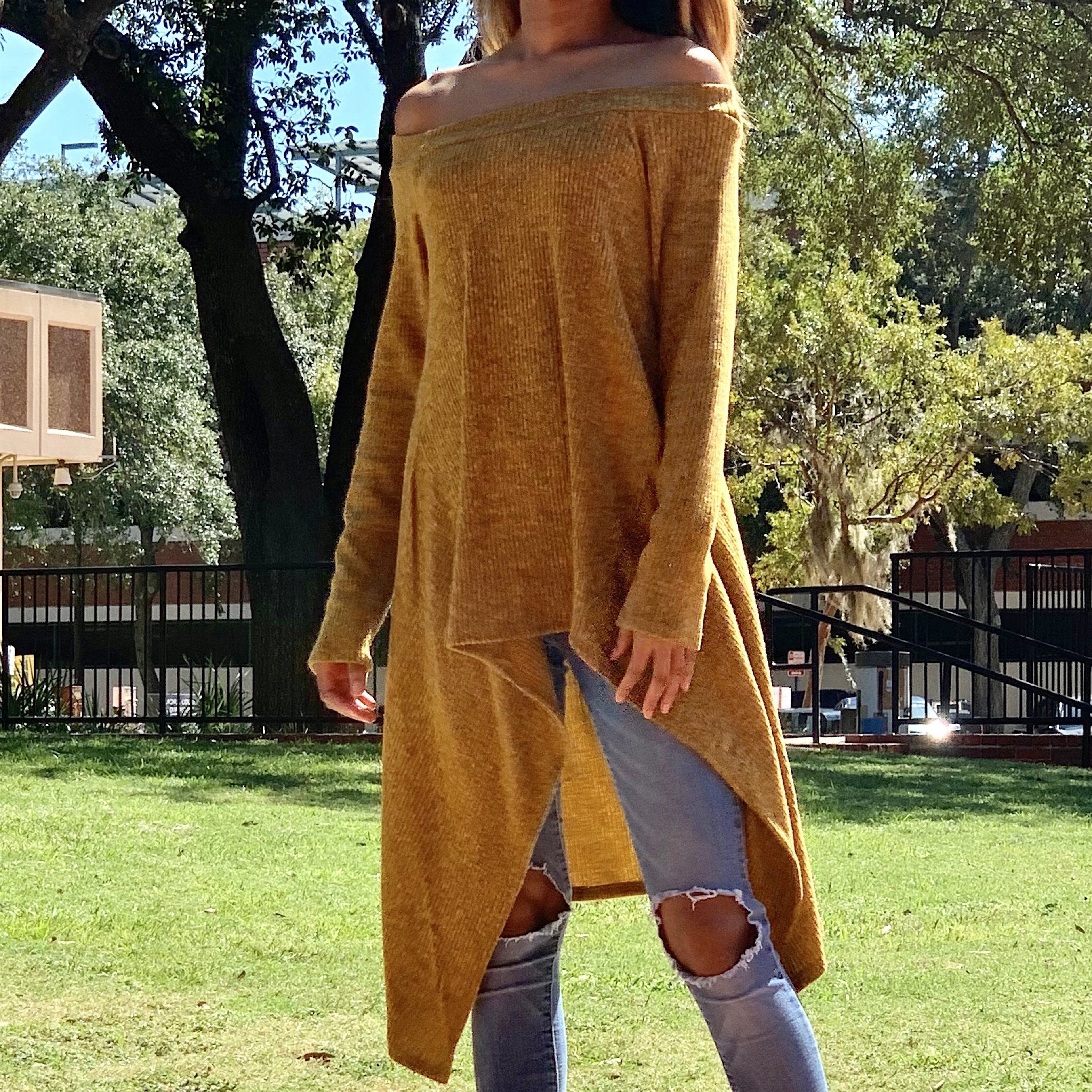 Long Sleeve Off The Shoulder Sweater